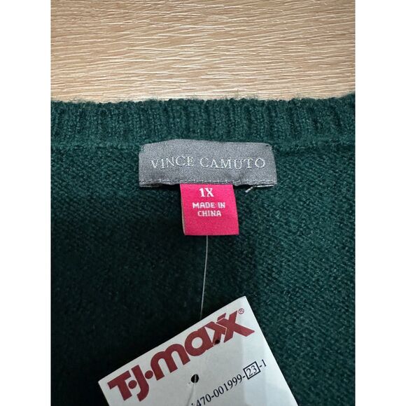 Women's Vince Camuto Green V-Neck Sweater 1X NWT! - Picture 3 of 4